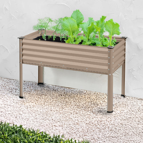 Elevated Galvanized Metal Garden Bed w/ Corner Protectors - 48x24x30in