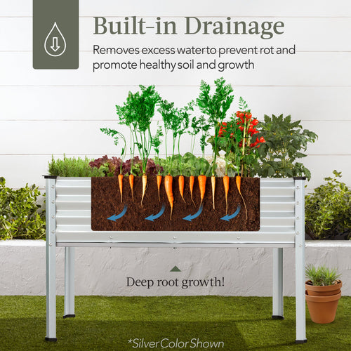 Elevated Galvanized Metal Garden Bed w/ Corner Protectors - 48x24x30in