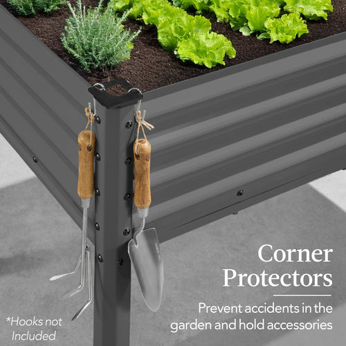 Elevated Galvanized Metal Garden Bed w/ Corner Protectors - 48x24x30in