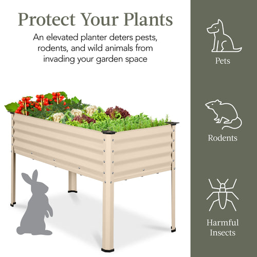 Elevated Galvanized Metal Garden Bed w/ Corner Protectors - 48x24x30in