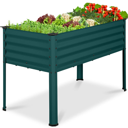 Elevated Galvanized Metal Garden Bed w/ Corner Protectors - 48x24x30in