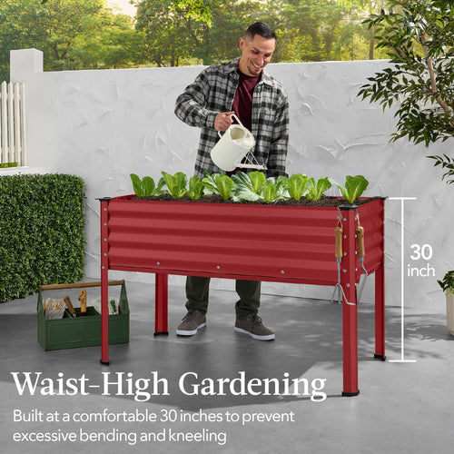 Elevated Galvanized Metal Garden Bed w/ Corner Protectors - 48x24x30in