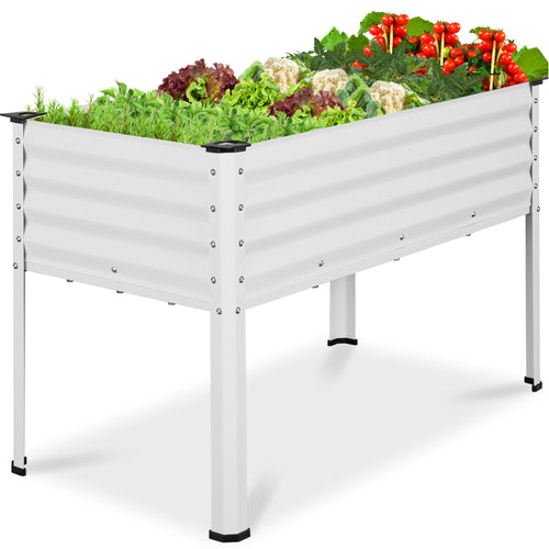Elevated Galvanized Metal Garden Bed w/ Corner Protectors - 48x24x30in