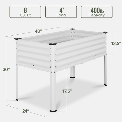 Elevated Galvanized Metal Garden Bed w/ Corner Protectors - 48x24x30in