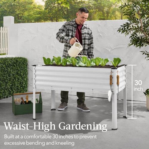 Elevated Galvanized Metal Garden Bed w/ Corner Protectors - 48x24x30in