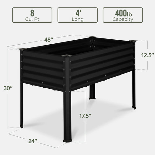 Elevated Galvanized Metal Garden Bed w/ Corner Protectors - 48x24x30in