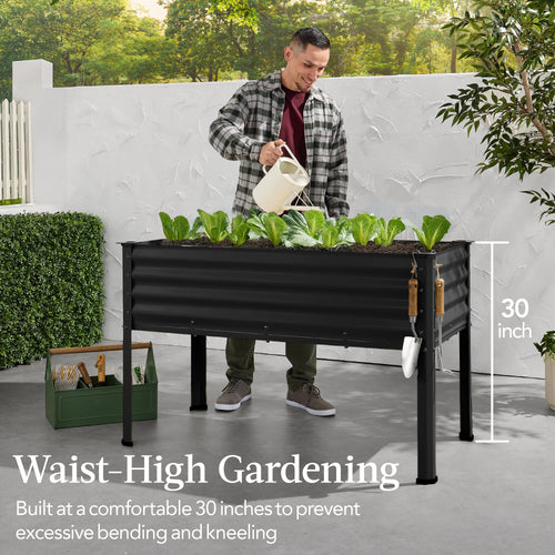 Elevated Galvanized Metal Garden Bed w/ Corner Protectors - 48x24x30in