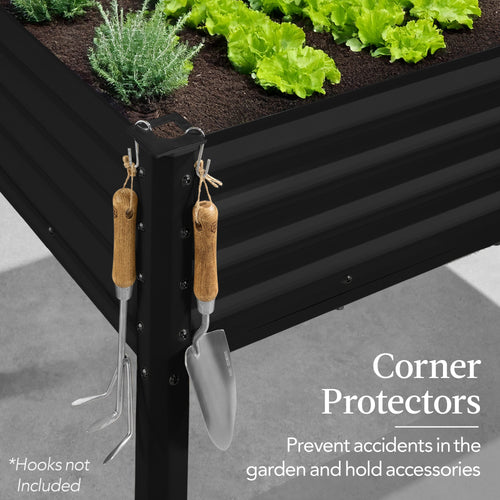 Elevated Galvanized Metal Garden Bed w/ Corner Protectors - 48x24x30in