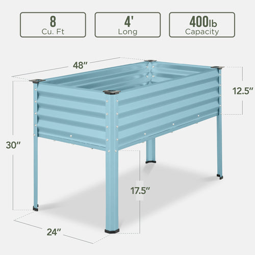 Elevated Galvanized Metal Garden Bed w/ Corner Protectors - 48x24x30in