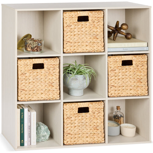 9-Cube Bookshelf Storage Display w/ 3 Removable Panels, Customizable Design