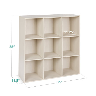 9-Cube Bookshelf Storage Display w/ 3 Removable Panels, Customizable Design