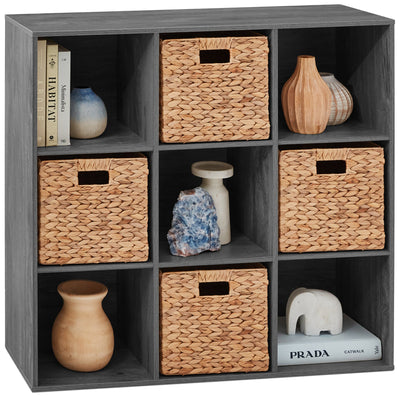 9-Cube Bookshelf Storage Display w/ 3 Removable Panels, Customizable Design