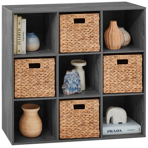 9-Cube Bookshelf Storage Display w/ 3 Removable Panels, Customizable Design