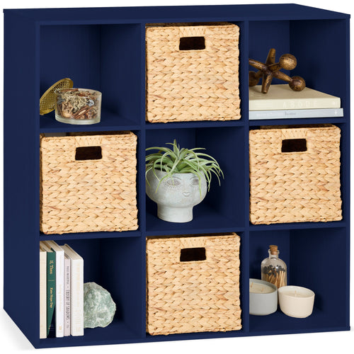 9-Cube Bookshelf Storage Display w/ 3 Removable Panels, Customizable Design