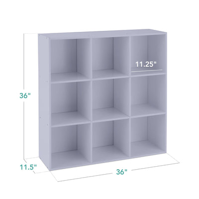 9-Cube Bookshelf Storage Display w/ 3 Removable Panels, Customizable Design