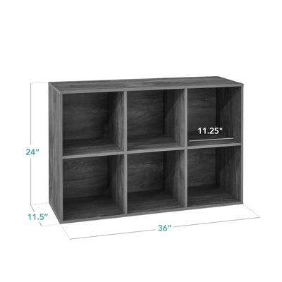 6-Cube Bookshelf, 11in Storage Display w/ Removable Panels, Customizable