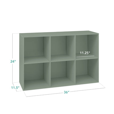 6-Cube Bookshelf, 11in Storage Display w/ Removable Panels, Customizable
