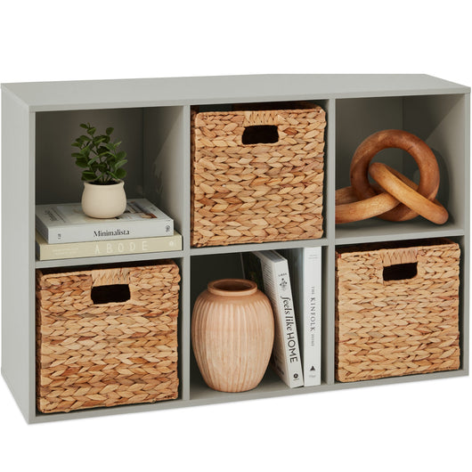 6-Cube Bookshelf, 11in Storage Display w/ Removable Panels, Customizable