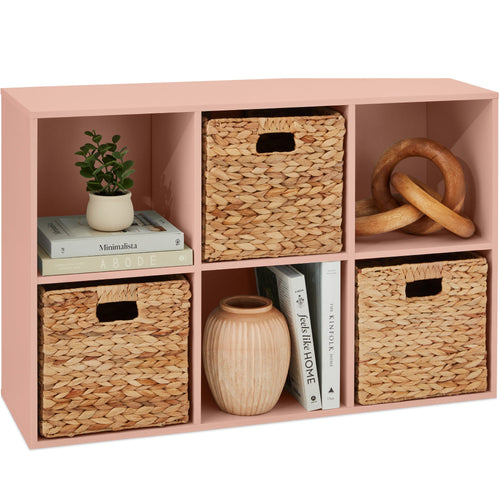 6-Cube Bookshelf, 11in Storage Display w/ Removable Panels, Customizable