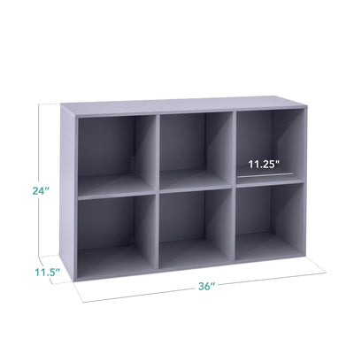 6-Cube Bookshelf, 11in Storage Display w/ Removable Panels, Customizable