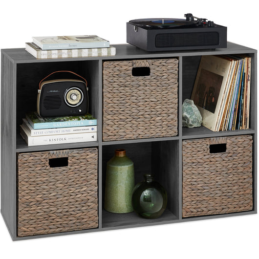 6-Cube Bookshelf, 13.5in Storage Display w/ Removable Panels, Customizable