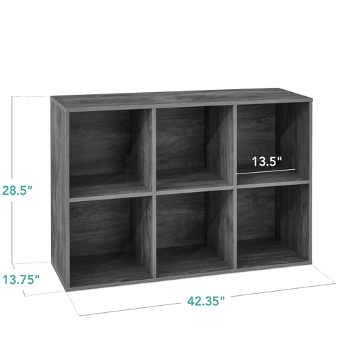 6-Cube Bookshelf, 13.5in Storage Display w/ Removable Panels, Customizable