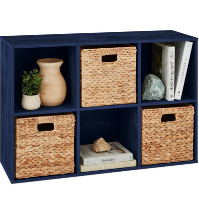 6-Cube Bookshelf, 13.5in Storage Display w/ Removable Panels, Customizable