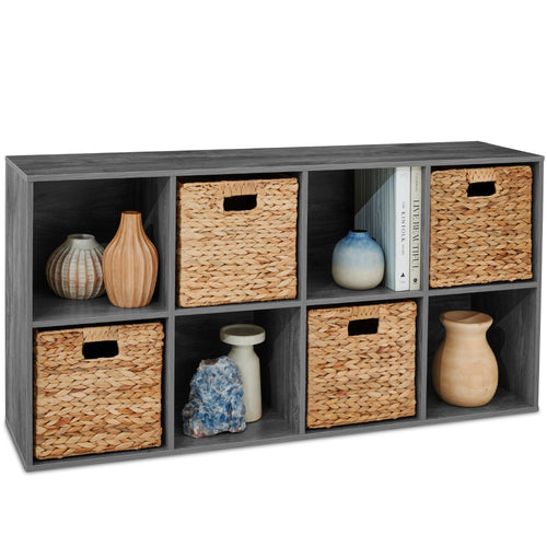 8-Cube Bookshelf, 11in Storage Display w/ Removable Panels, Customizable