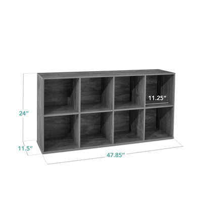 8-Cube Bookshelf, 11in Storage Display w/ Removable Panels, Customizable