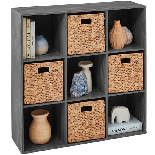 9-Cube Bookshelf, 13.5in Storage Display w/ Removable Panels, Customizable