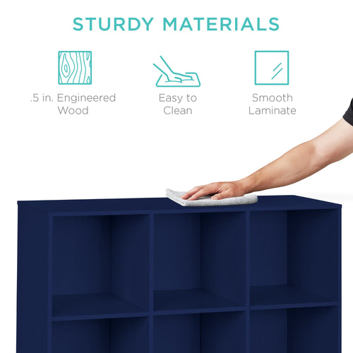 9-Cube Bookshelf, 13.5in Storage Display w/ Removable Panels, Customizable