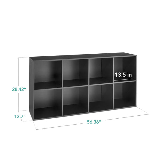 8-Cube Bookshelf, 13.5in Storage Display w/ Removable Panels, Customizable