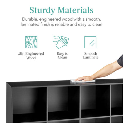 8-Cube Bookshelf, 13.5in Storage Display w/ Removable Panels, Customizable