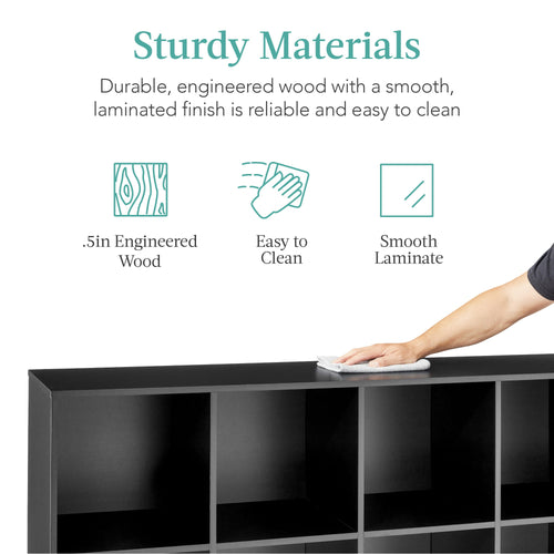 8-Cube Bookshelf, 13.5in Storage Display w/ Removable Panels, Customizable