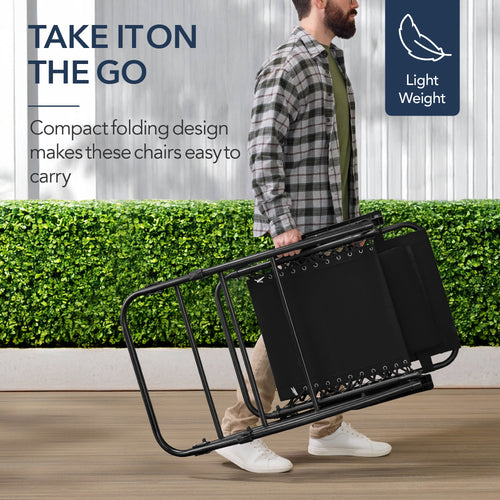 Folding Outdoor Zero Gravity Rocking Lounge Chair w/ Headrest Pillow