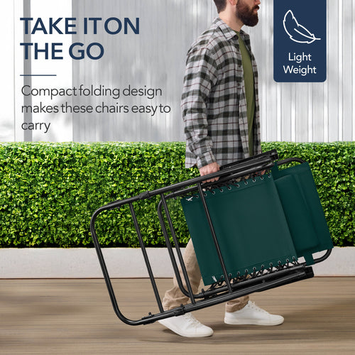 Folding Outdoor Zero Gravity Rocking Lounge Chair w/ Headrest Pillow