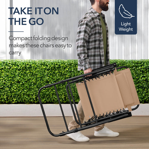 Folding Outdoor Zero Gravity Rocking Lounge Chair w/ Headrest Pillow