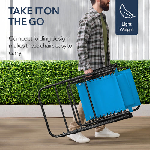 Folding Outdoor Zero Gravity Rocking Lounge Chair w/ Headrest Pillow