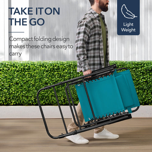 Folding Outdoor Zero Gravity Rocking Lounge Chair w/ Headrest Pillow