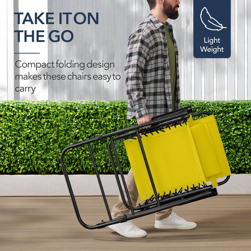 Folding Outdoor Zero Gravity Rocking Lounge Chair w/ Headrest Pillow