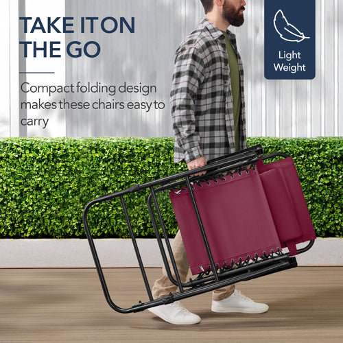 Folding Outdoor Zero Gravity Rocking Lounge Chair w/ Headrest Pillow