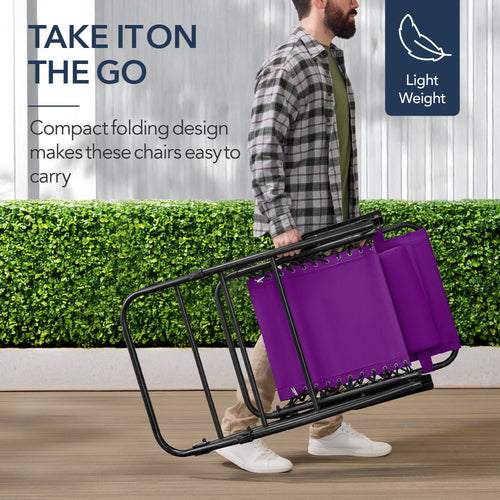 Folding Outdoor Zero Gravity Rocking Lounge Chair w/ Headrest Pillow