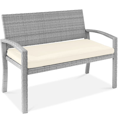 2-Person Wicker Porch Bench for Outdoor, Garden w/ 700lb Capacity - 47in