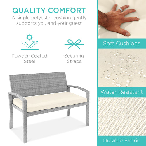 2-Person Wicker Porch Bench for Outdoor, Garden w/ 700lb Capacity - 47in