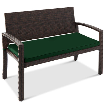 2-Person Wicker Porch Bench for Outdoor, Garden w/ 700lb Capacity - 47in