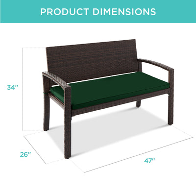 2-Person Wicker Porch Bench for Outdoor, Garden w/ 700lb Capacity - 47in