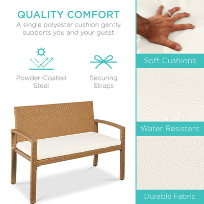 2-Person Wicker Porch Bench for Outdoor, Garden w/ 700lb Capacity - 47in