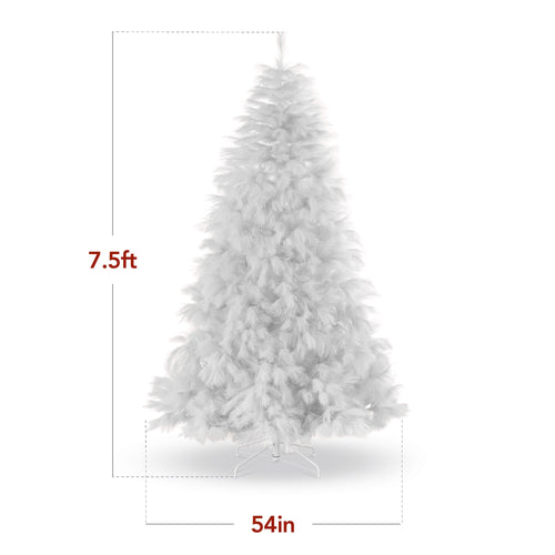 Premium Artificial White Pampas Christmas Tree w/ Foldable Metal Base
