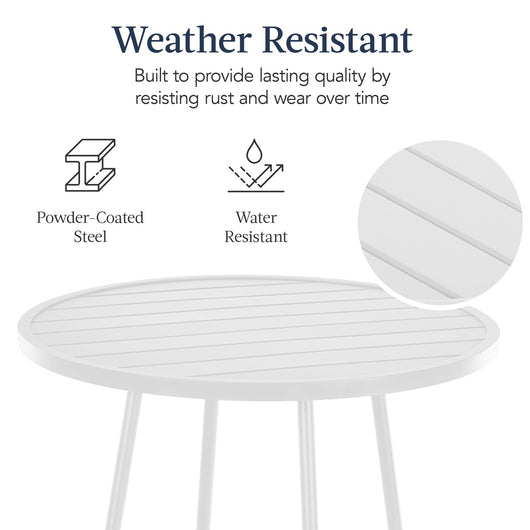 3-Piece Patio Bar Height Bistro Set w/ Backless Stools, Slatted Design