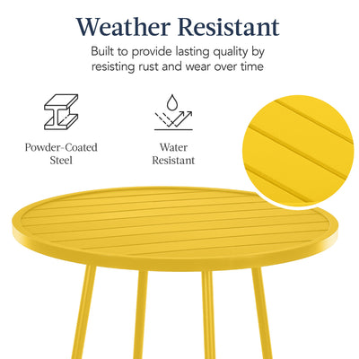 3-Piece Patio Bar Height Bistro Set w/ Backless Stools, Slatted Design